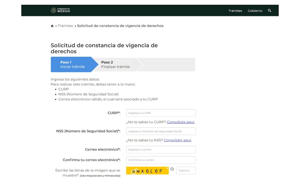 Trámites digitales en portal IMSS. (Foto: Captura de pantalla)