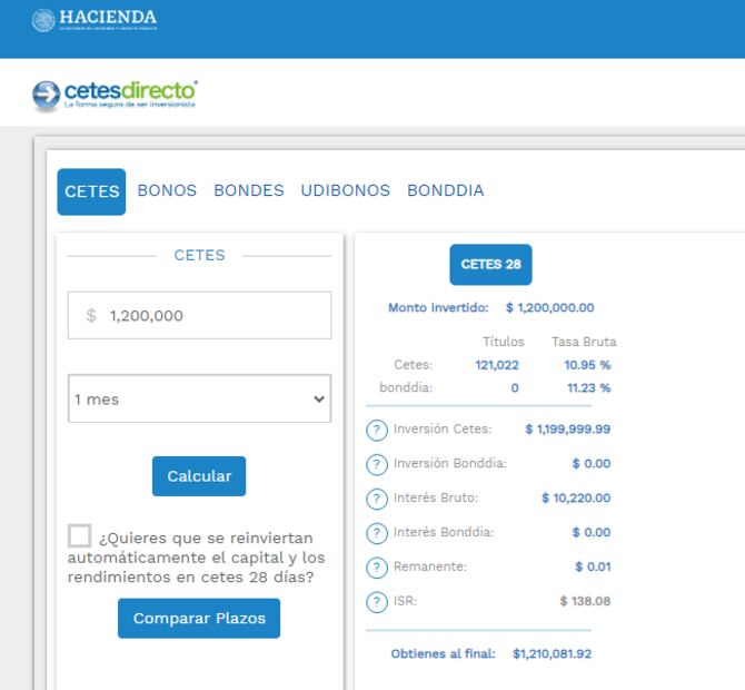 Puedes saber cuánto vas a ganar con la calculadora de Cetesdirecto.