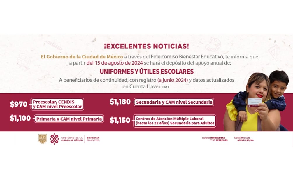 Apoyo para útiles escolares en la CDMX. (Foto: Captura de pantalla)