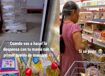 TikTok: Joven lleva a su mamá a hacer la despensa con su primer sueldo de maestro y es viral