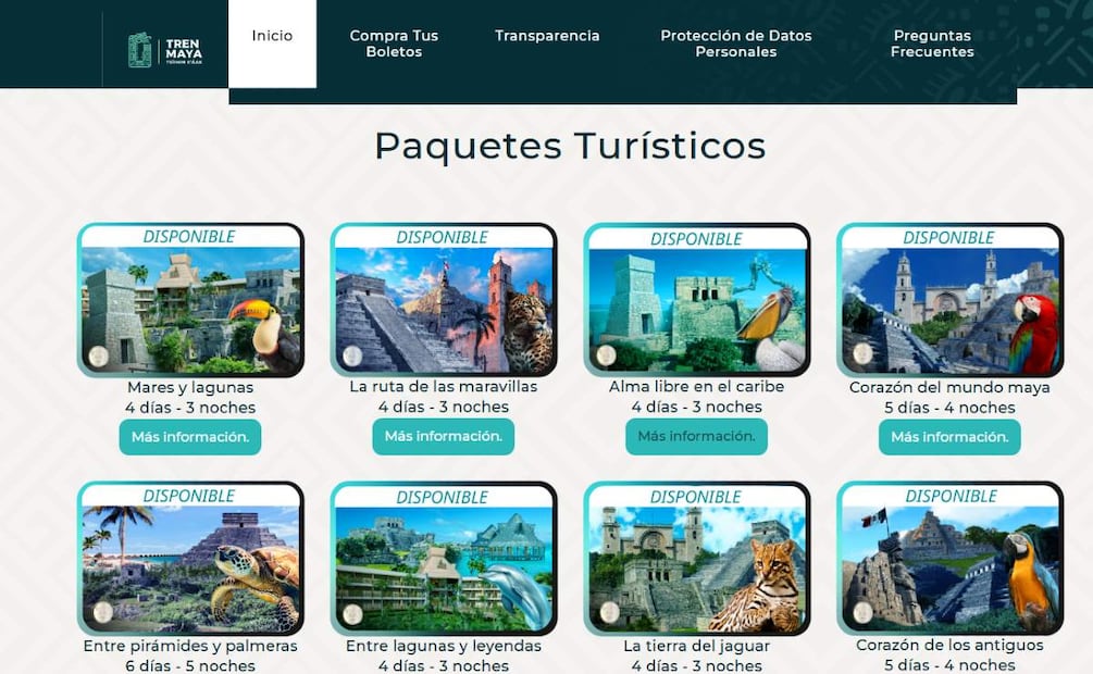 Paquetes turísticos Tren Maya. (Foto: Captura de pantalla)