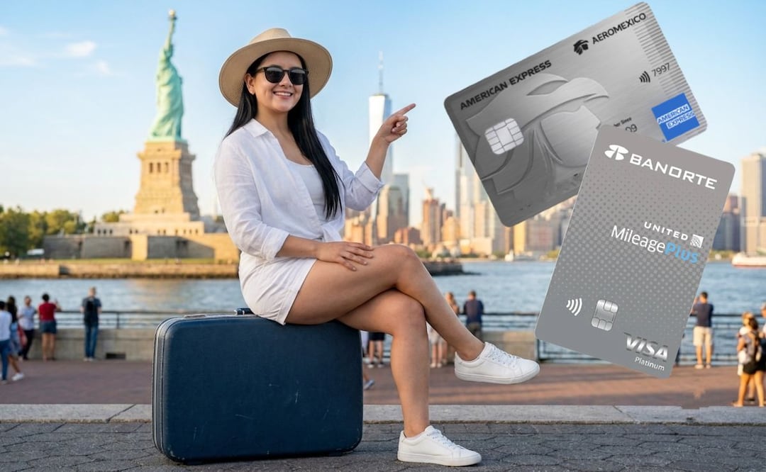 Amex Aeroméxico o Banorte United: Esta tarjeta te conviene más si viajas a Estados Unidos. (Foto: Creada con IA / Captura de pantalla)