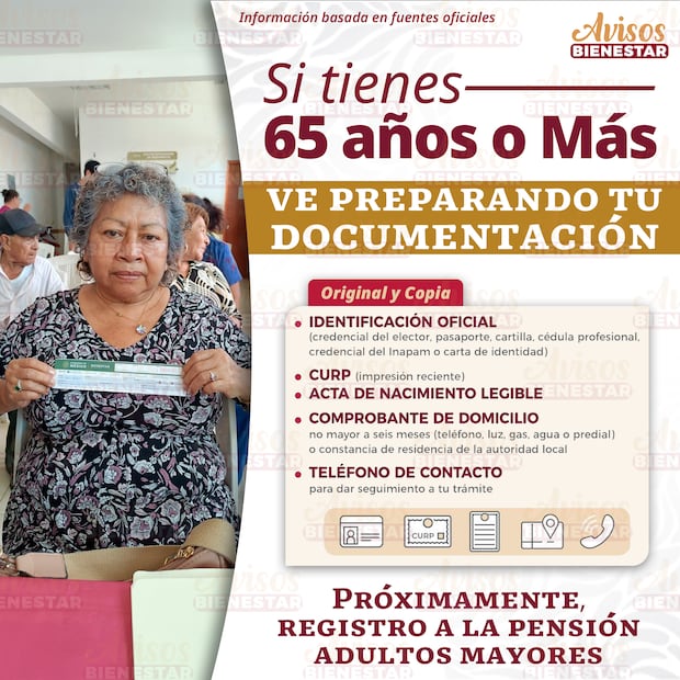Pensión del Bienestar. (Foto: @avisosbienestar)