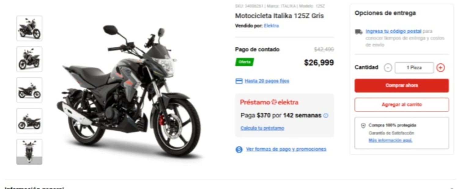 Moto Italika. (Foto: Captura de pantalla)