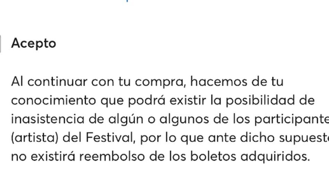 Términos y condiciones de Ticketmaster. (Foto: DeDinero)