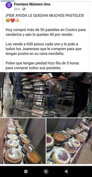 Mujer compra 50 pasteles en Costco para emprender, y todo sale mal. (Foto: Redes sociales)