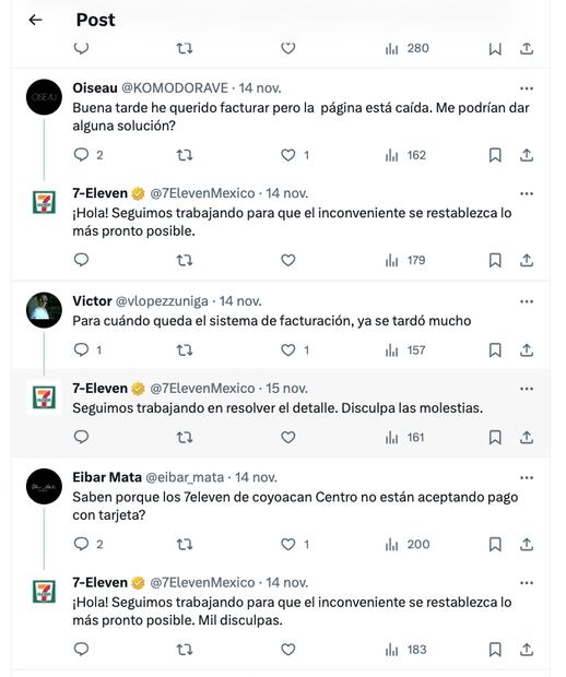 7-Eleven avisa que su sistema está en mantenimiento.
