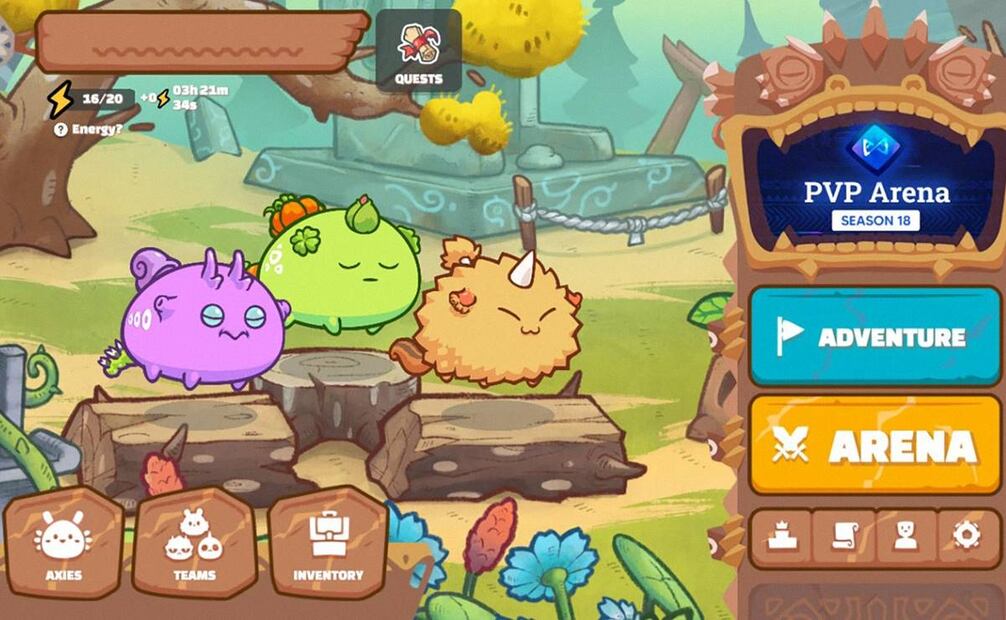 Algunos videojuegos populares en 2021 incorporaron NFTs consistentes en personajes jugables. (Foto: Captura del juego Axie Infinity)