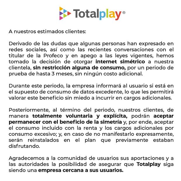 Notificación Totalplay. (Foto: X de TotalPlay)