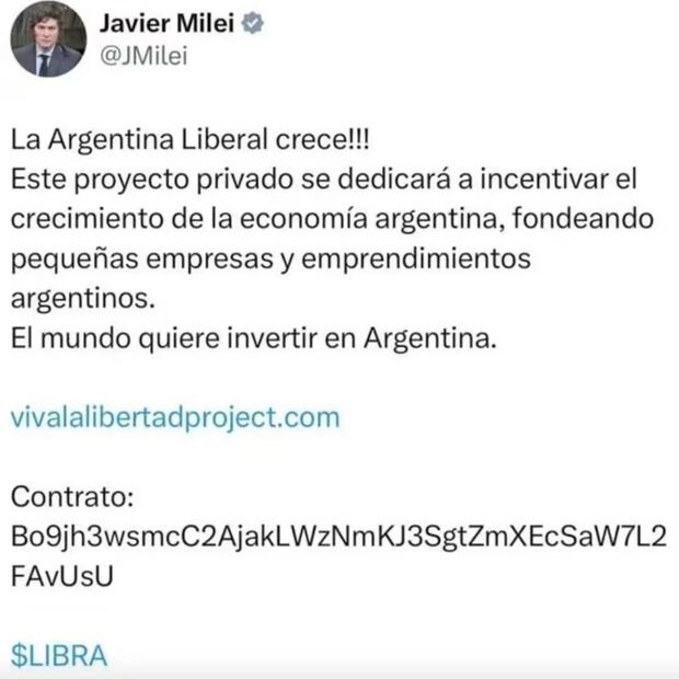 Qué pasó con Javier Milei y la criptomoneda $LIBRA. (Foto: DeDinero)