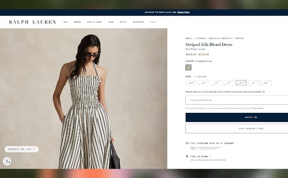 Vestido de Taylor Swift se agota en todas sus tallas tras compromiso con Travis Kelce. (Foto: Sitio web de Polo Ralph Lauren)