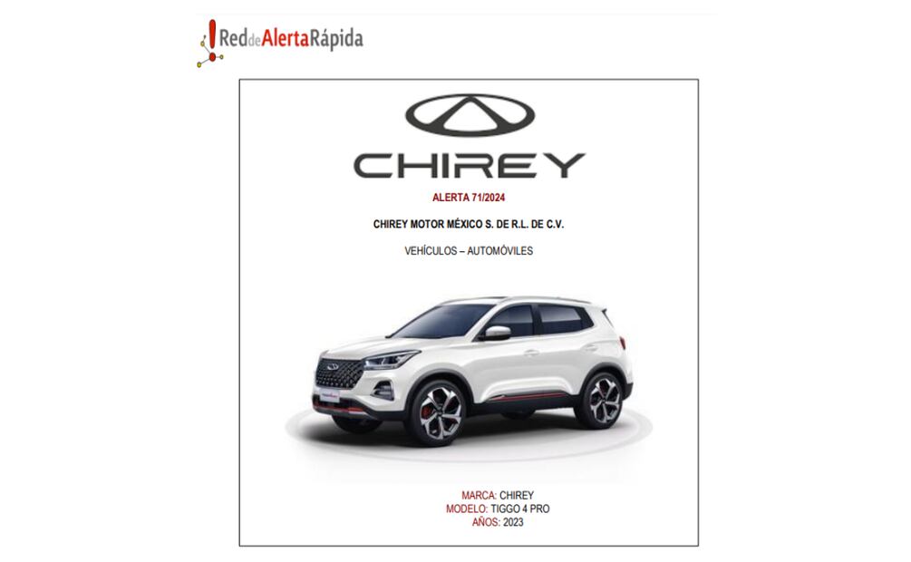 Alerta Profeco Chirey Motor México.  (Foto: Captura de pantalla)