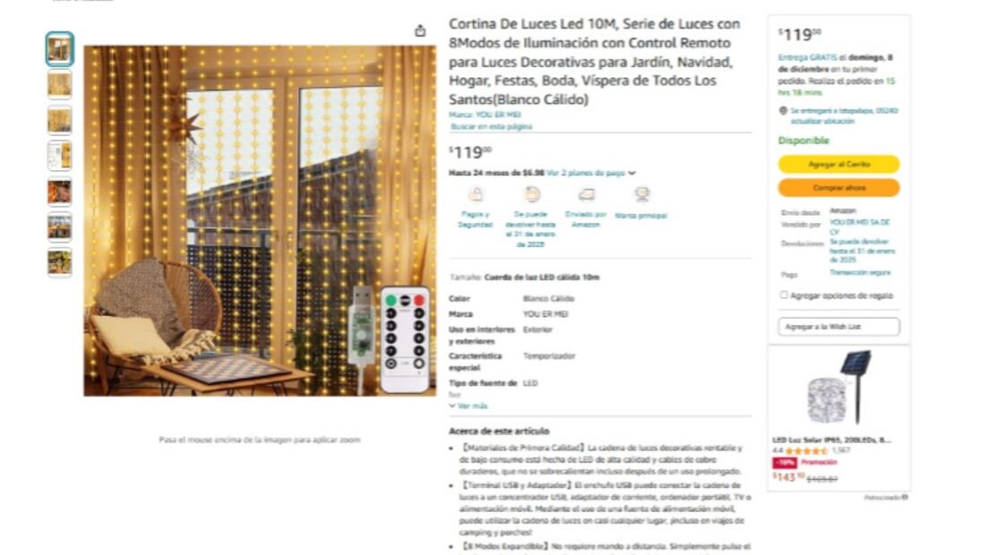 Accesorios navideños en Amazon. (Foto: Captura de pantalla)