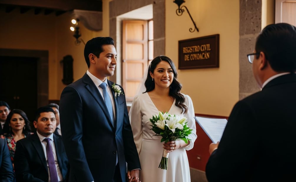 Todo sobre el matrimonio civil en Coyoacán: tarifas y proceso 2025. (Foto: Creada con IA)