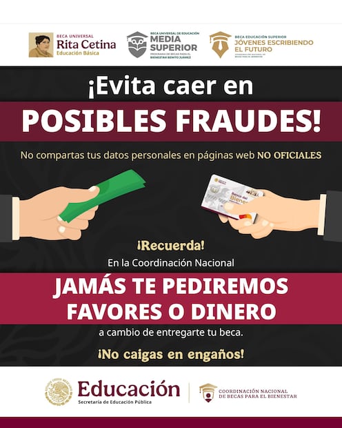 Alertas de fraude Becas del Bienestar. (Foto: X de la CNBBBJ)
