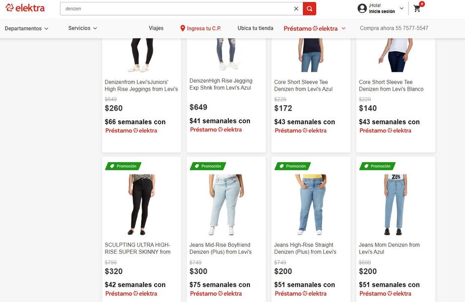 Elektra oferta ropa Levis a 100 y 200 pesos por el Hot Sale 2024, para dama y caballero