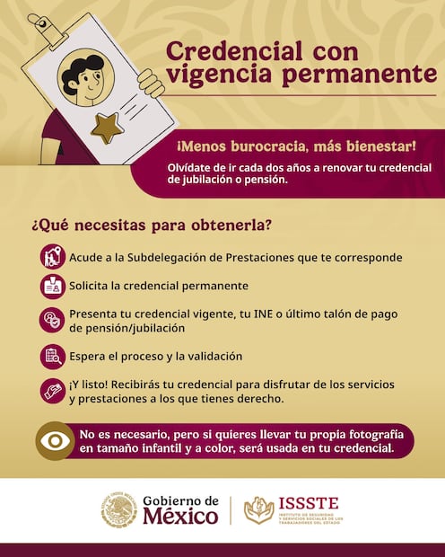 Credencial con vigencia permanente. (Foto: X del ISSSTE)