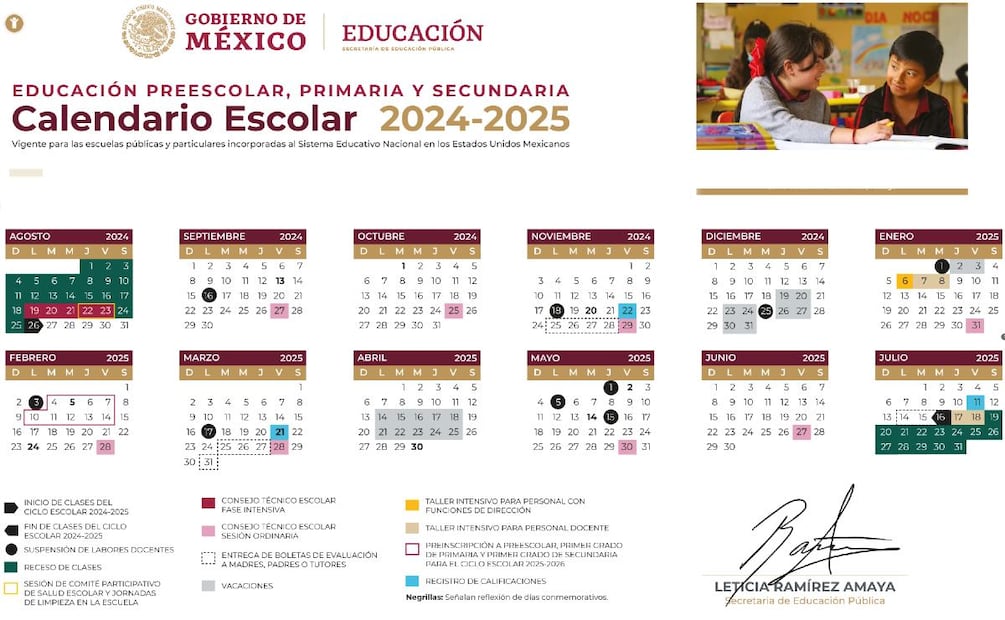 Calendario escolar de la SEP. (Foto: Captura de pantalla)