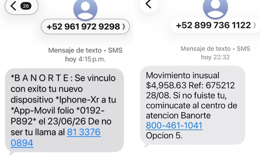 ¡Alerta Banorte! Si te llegó este mensaje de "cuenta vinculada", es una estafa. (Foto: Captura de pantalla)